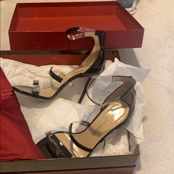 Mint Tamara Mellon black patent sexy strappy heels - Picture 5 of 10